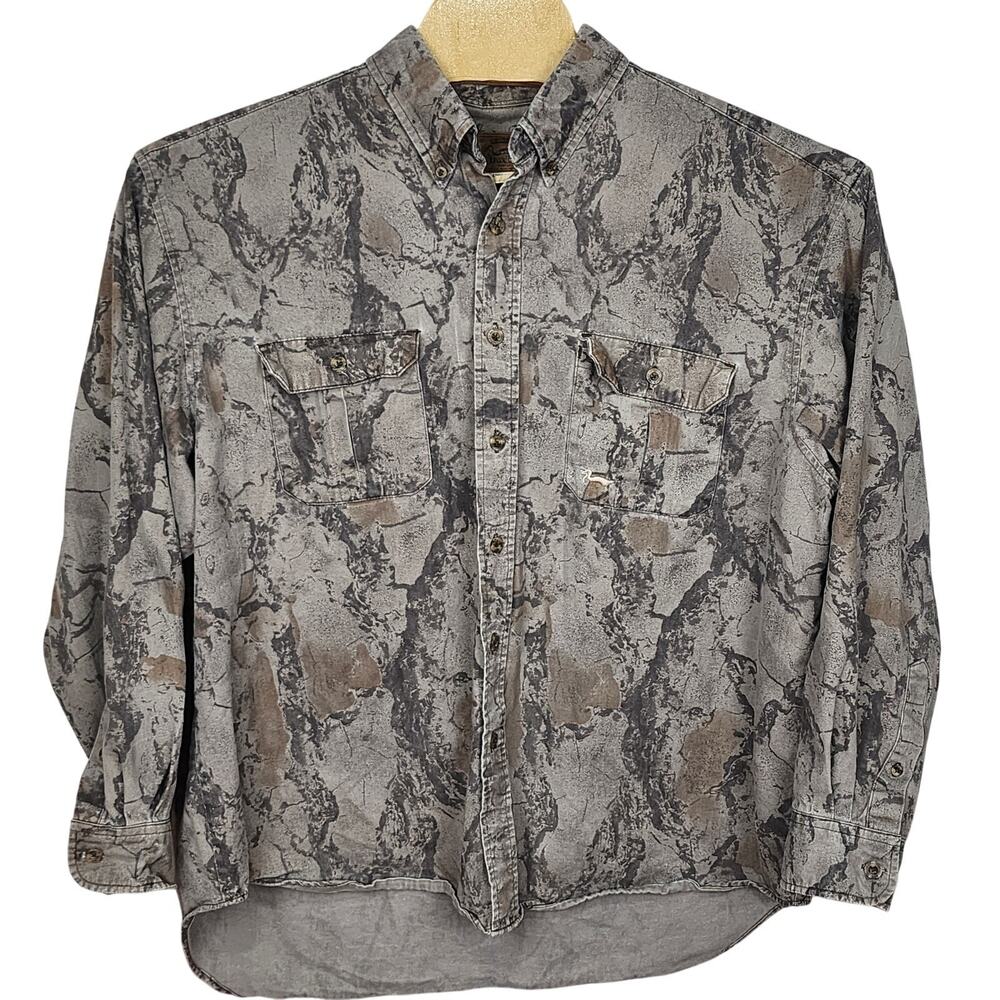 Men's Duxbak Camo Button Down heavy long sleeve work shirt XL